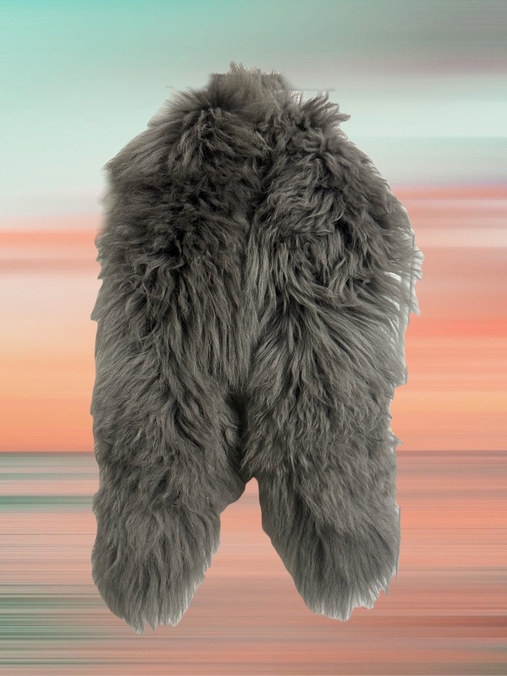 Slate Blue–Grey Icelandic Lamb Fur Stole (125 cm)